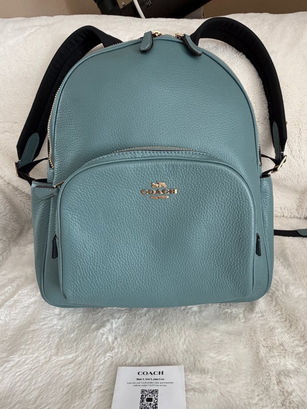 Coach Court Blue Pebbled Leather Backpack